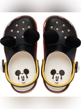 CROCS Kids Black with Yellow & Red Mickey Ear Clogs Unisex Size 7